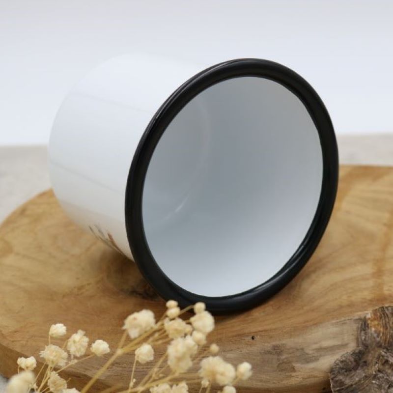 Emailletasse "Fuchs mit Blume"