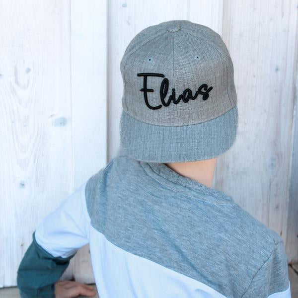 Kinder Cap mit Namen 3 D- personalisierbar - Grau