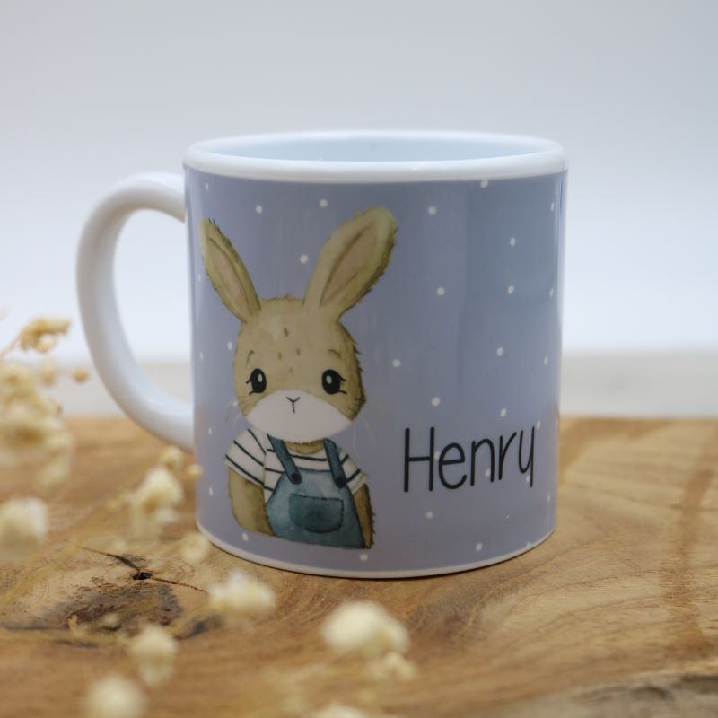 Kindertasse "Hase Bo & blaue Dots"