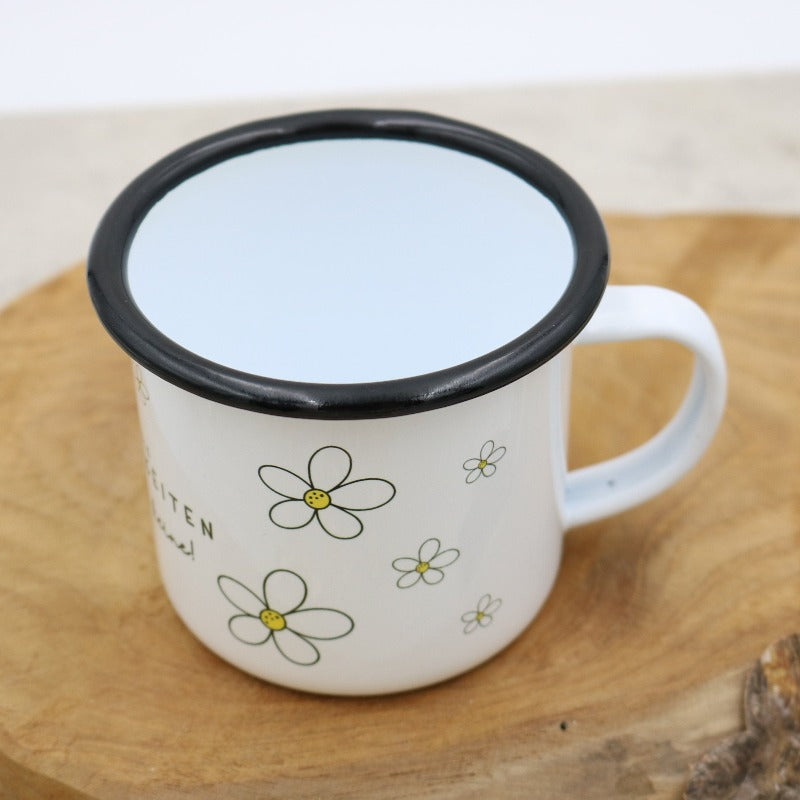 Emaille Tasse "Blumen"