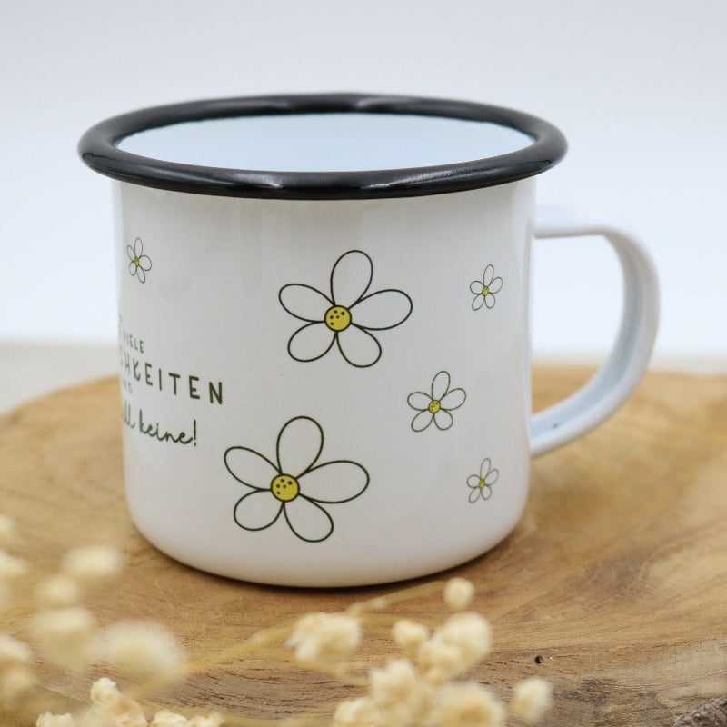 Emaille Tasse "Blumen"