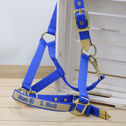 Halfter in Royal Blue, bestickt