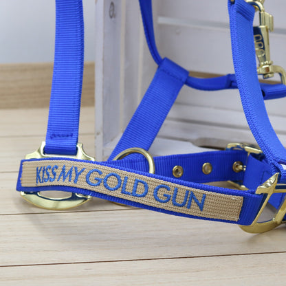 Halfter in Royal Blue, bestickt