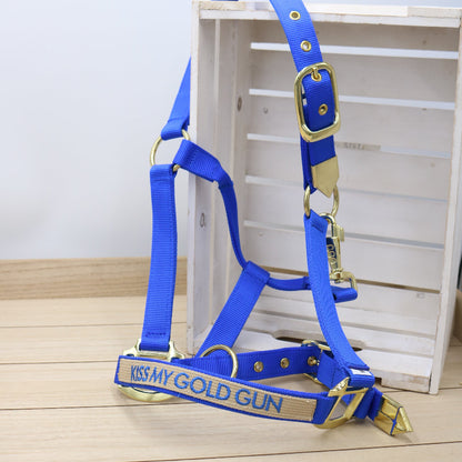 Halfter in Royal Blue, bestickt