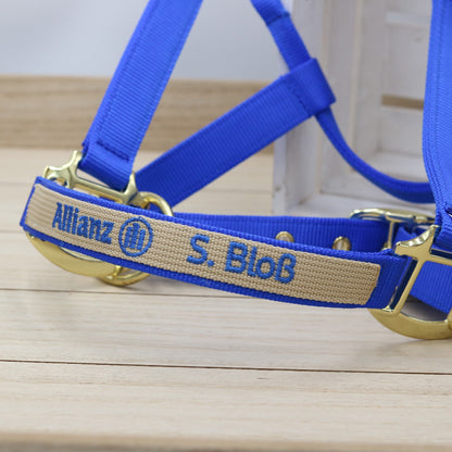 Halfter in Royal Blue, bestickt
