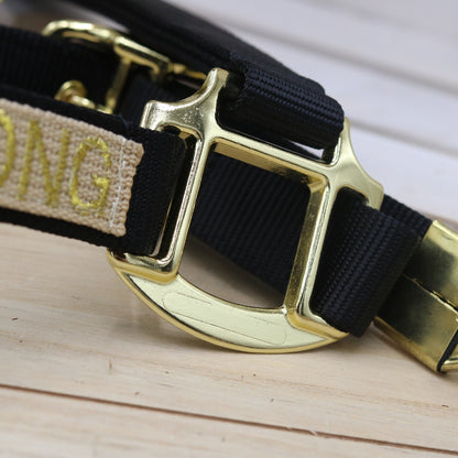 Halfter in Schwarz mit goldener Schrift