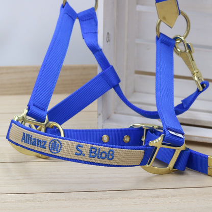 Halfter in Royal Blue, bestickt